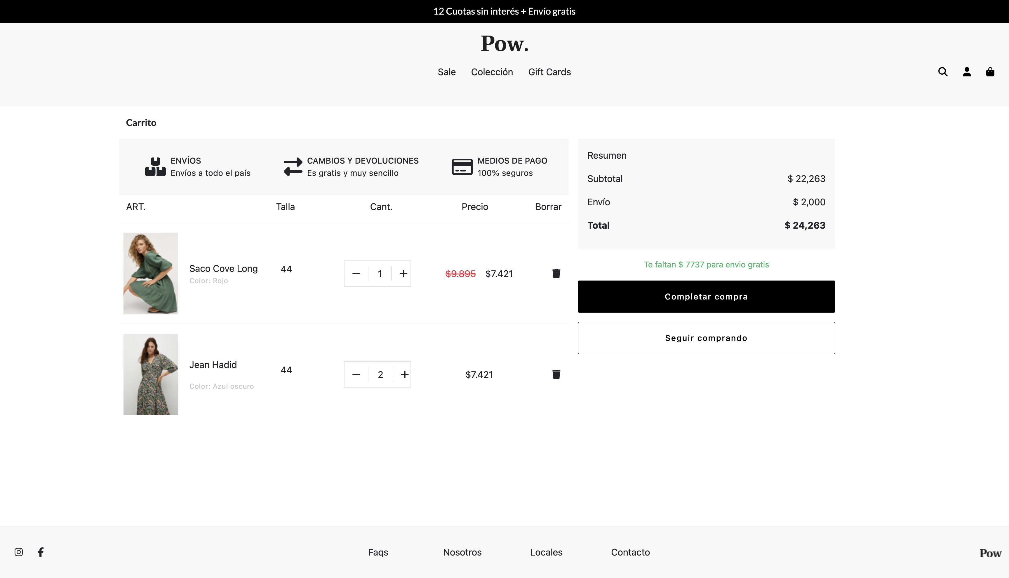 POW checkout page preview